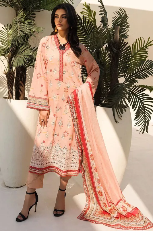 Motifz Umang Lawn Pale Peach Cotton – view 1 – Poshaq