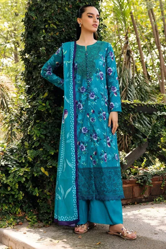 Motifz Umang Lawn Teal Cotton – view 1 – Poshaq