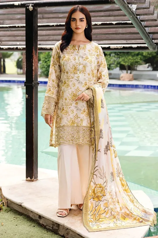 Motifz Umang Lawn Off White Cotton – view 1 – Poshaq