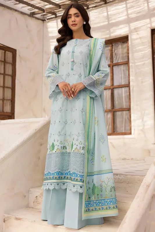 Motifz Umang Lawn Sky Blue Cotton – view 1 – Poshaq