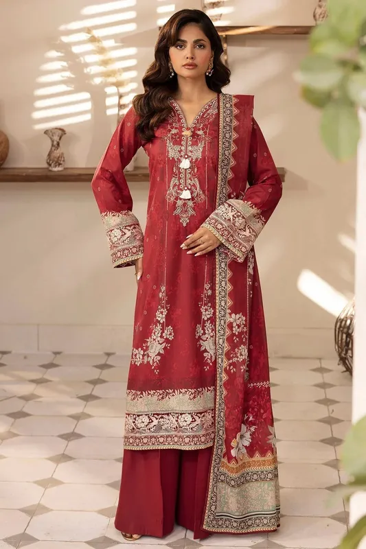 Motifz Umang Lawn Red Cotton – view 1 – Poshaq
