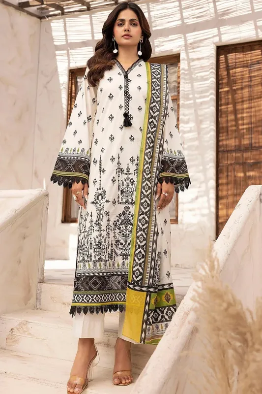 Motifz Umang Lawn White Cotton – view 1 – Poshaq