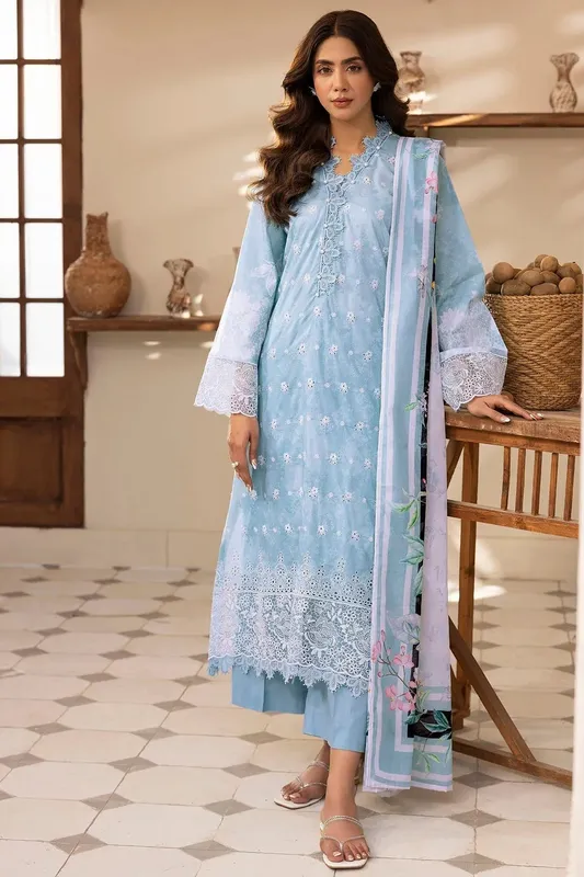 Motifz Umang Lawn Ice Blue Cotton – view 1 – Poshaq