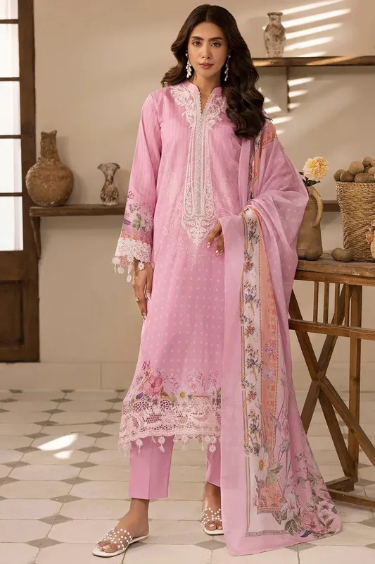 Motifz Umang Lawn Rose Pink Cotton – view 1 – Poshaq