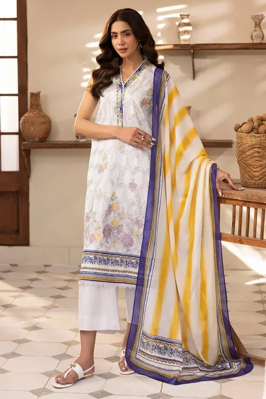Motifz Umang Lawn Off White Cotton – view 1 – Poshaq