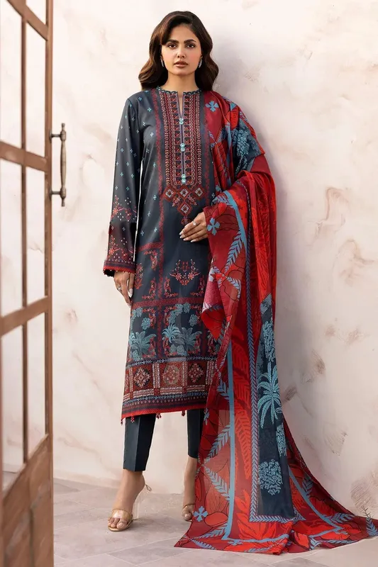 Motifz Umang Lawn Midnight Blue Cotton – view 1 – Poshaq