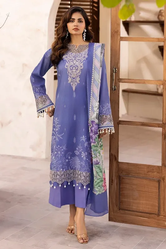 Motifz Umang Lawn Dark Lavender Cotton – view 1 – Poshaq