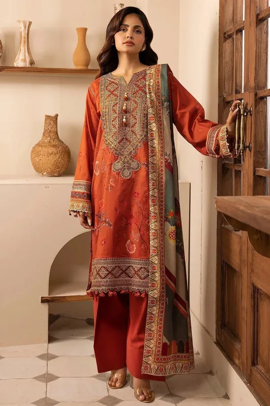 Motifz Umang Lawn Rust Cotton – view 1 – Poshaq