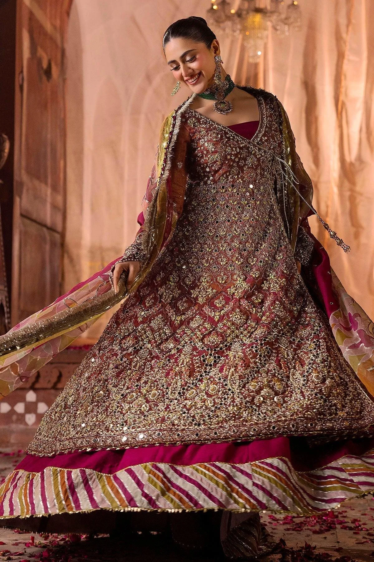 Motifz Bridal Couture Fuchsia Organza – view 4 – Poshaq