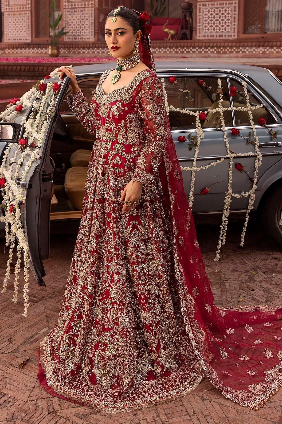 Motifz Bridal Couture Red Organza – view 2 – Poshaq