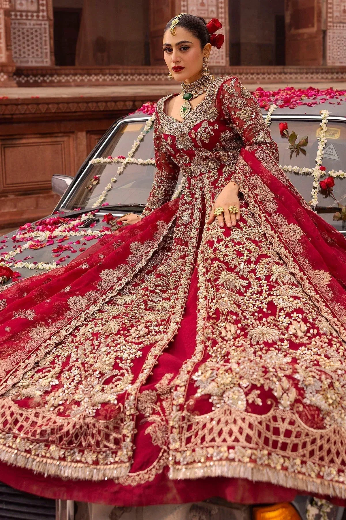 Motifz Bridal Couture Red Organza – view 3 – Poshaq