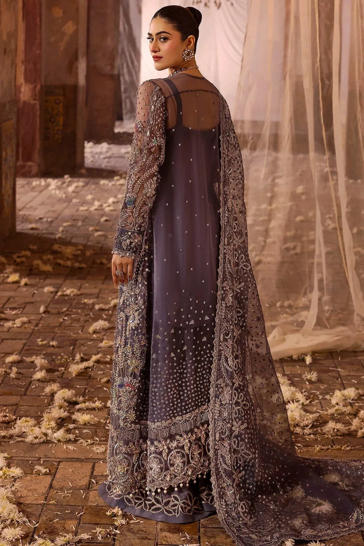 Motifz Bridal Couture Grey Organza – view 2 – Poshaq