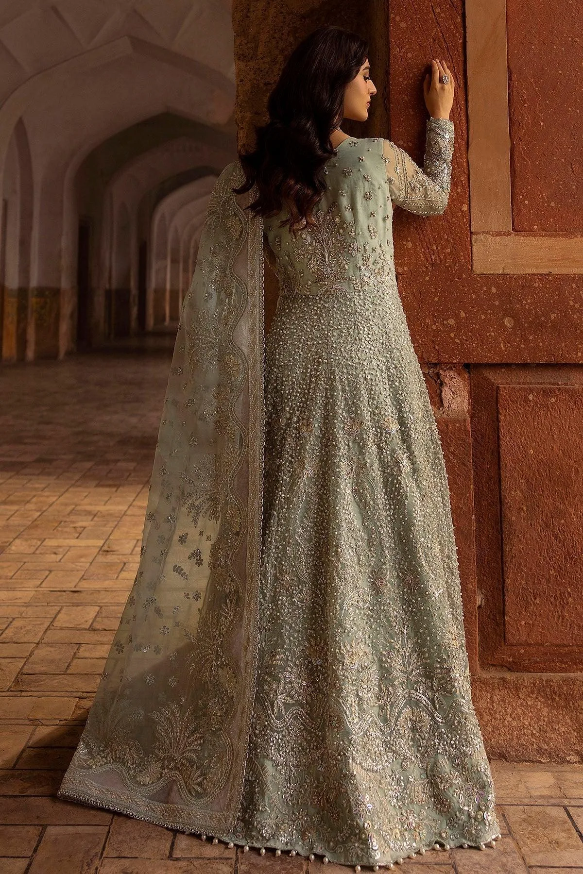 Motifz Bridal Couture Ice Blue Organza – view 2 – Poshaq