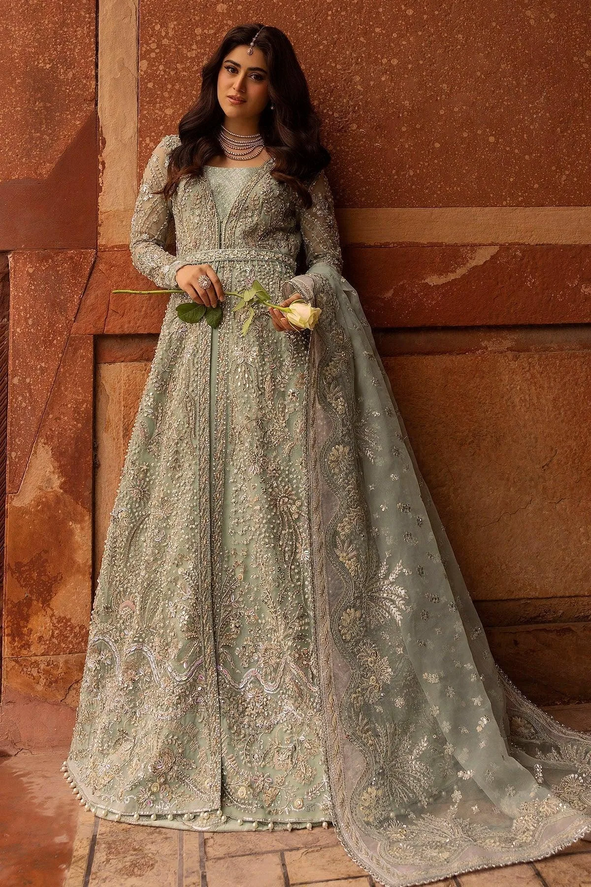 Motifz Bridal Couture Ice Blue Organza – view 5 – Poshaq