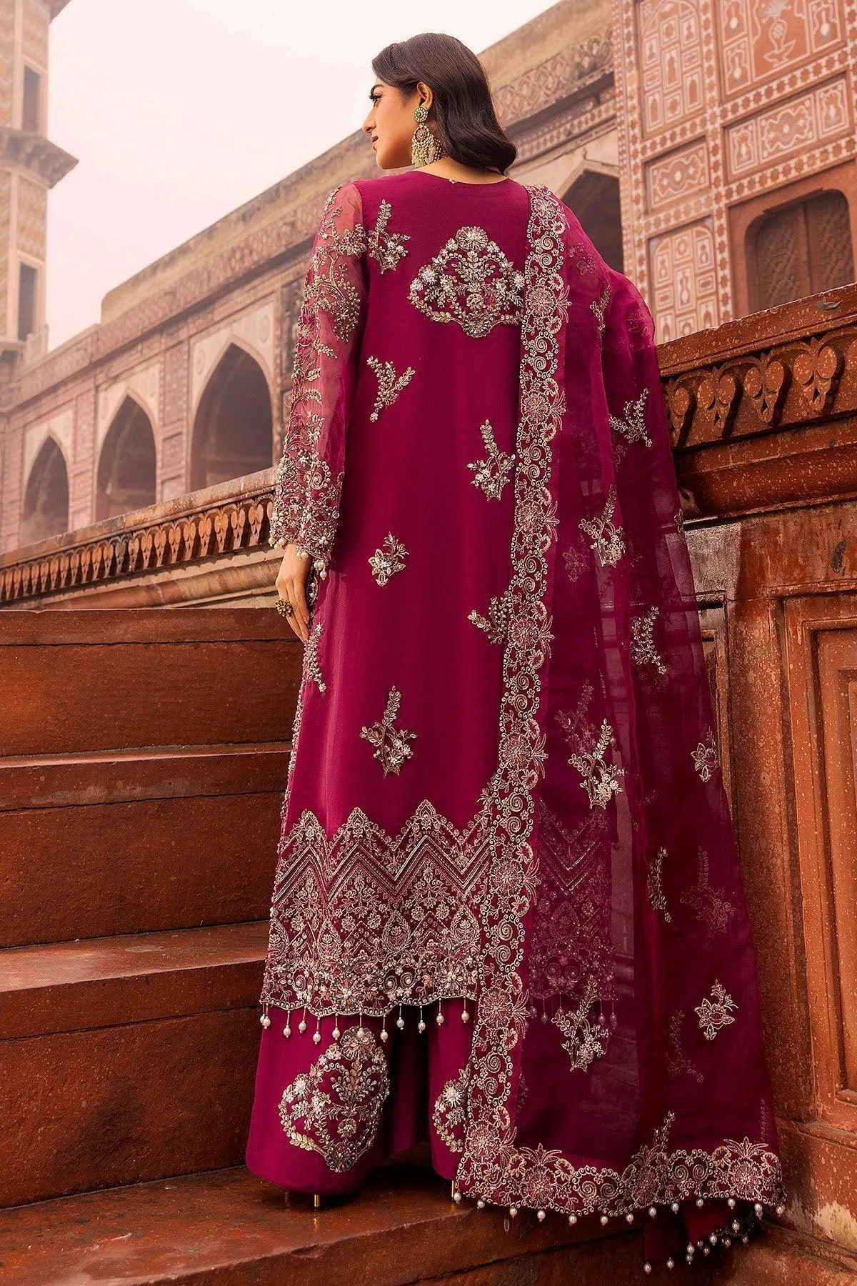 Motifz Bridal Couture Fuchsia Pink Organza – view 2 – Poshaq