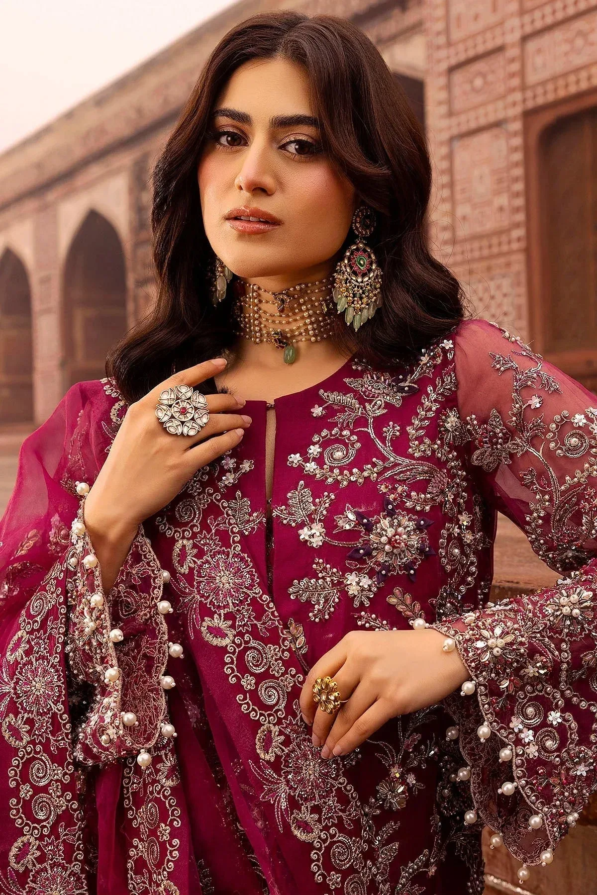 Motifz Bridal Couture Fuchsia Pink Organza – view 4 – Poshaq