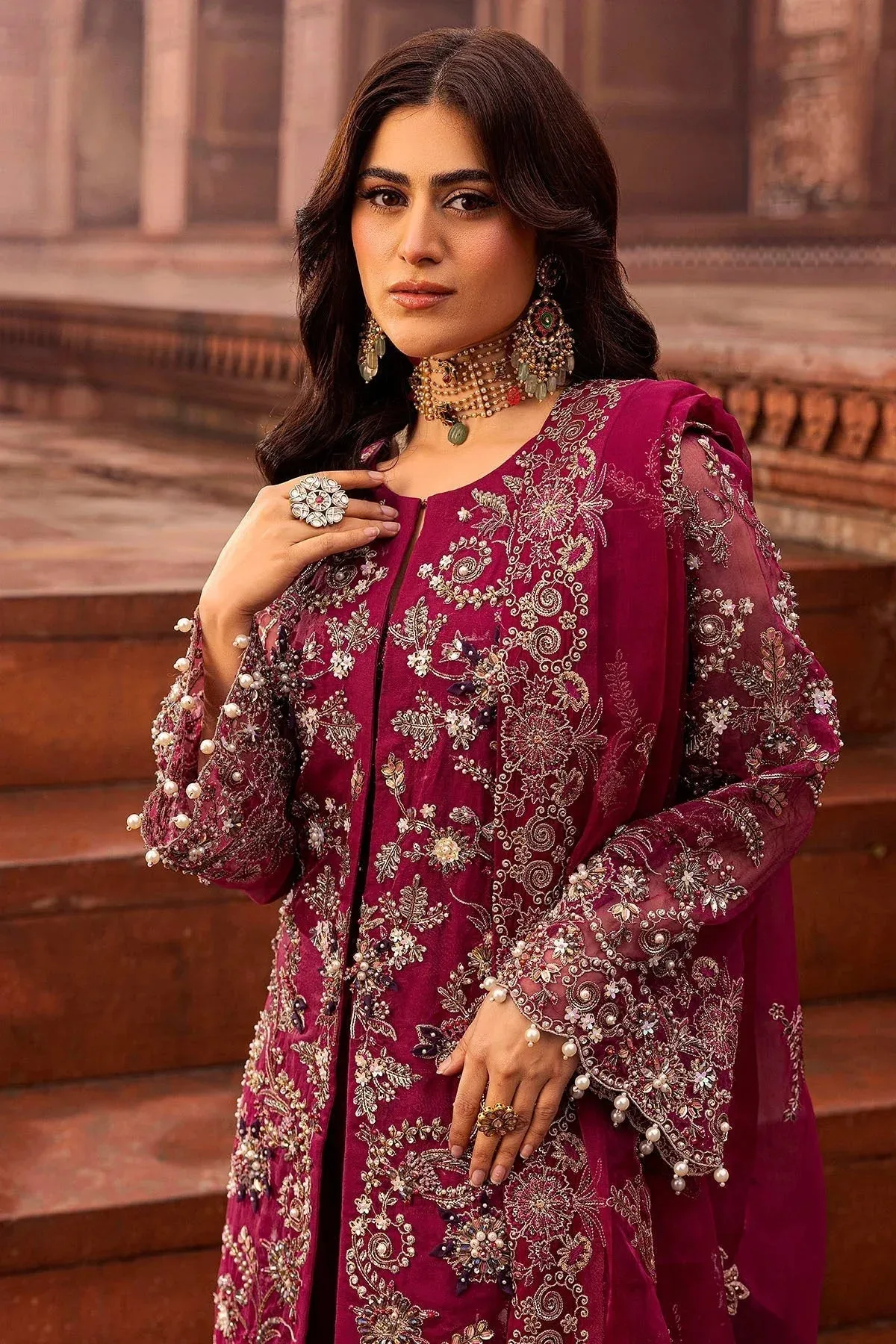 Motifz Bridal Couture Fuchsia Pink Organza – view 5 – Poshaq
