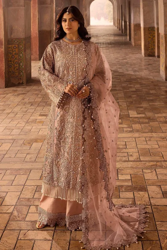 Motifz Bridal Couture Peach Organza – view 1 – Poshaq