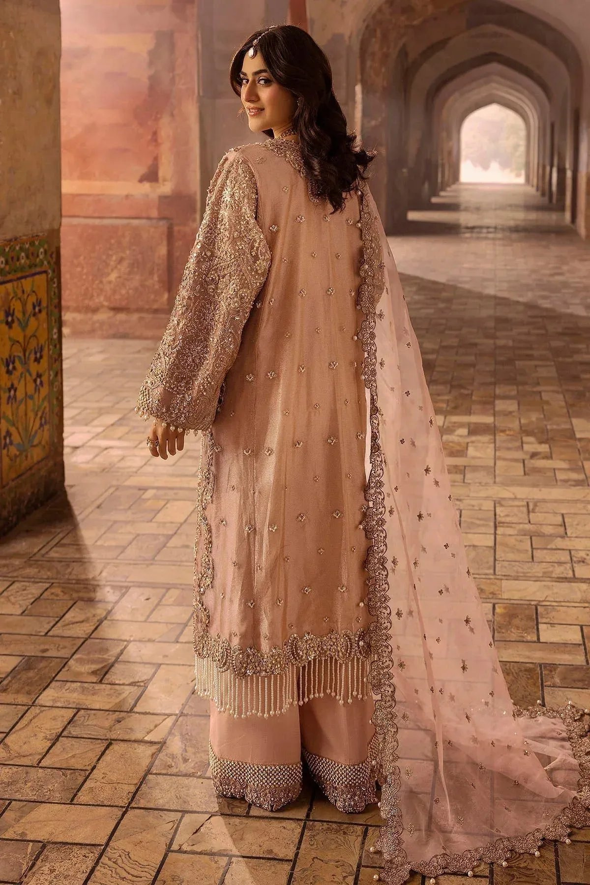 Motifz Bridal Couture Peach Organza – view 2 – Poshaq