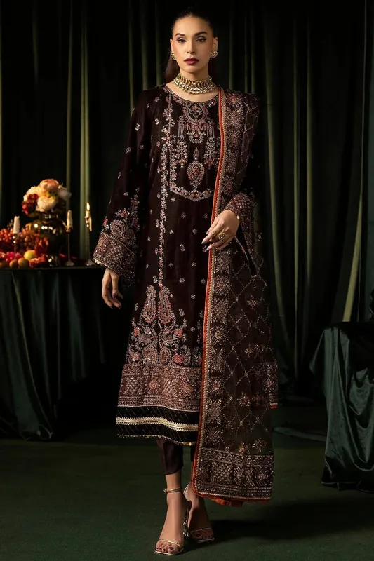 Motifz Velvet Formals Deep Chocolate Organza – view 1 – Poshaq