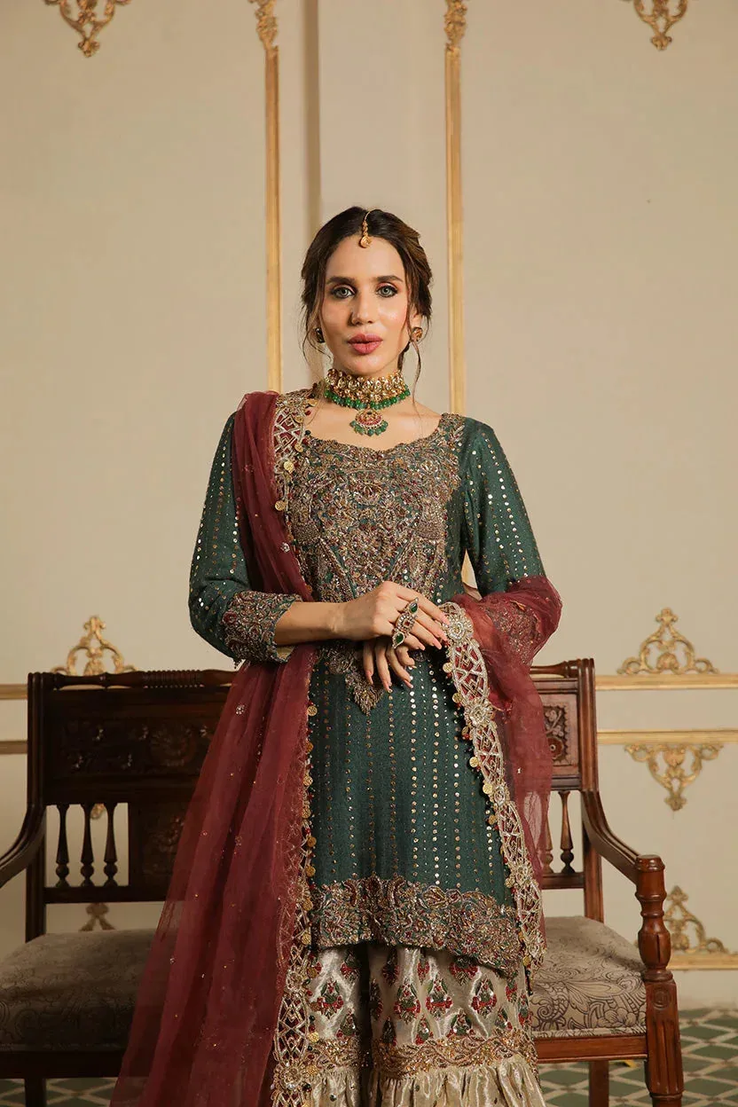 Muntaha by Shanzay Fahad Baad e Saba Green Tissue – view 2 – Poshaq