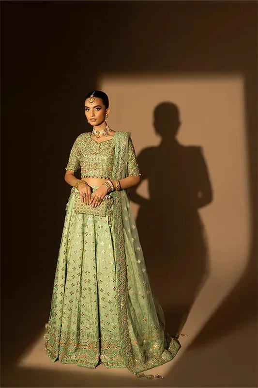 Muntaha by Shanzay Fahad Tabeer Formals Green Raw Silk – view 1 – Poshaq
