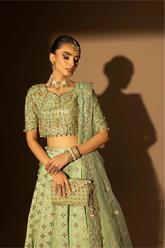Muntaha by Shanzay Fahad Tabeer Formals Green Raw Silk – view 2 – Poshaq