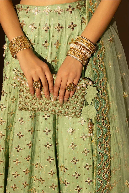 Muntaha by Shanzay Fahad Tabeer Formals Green Raw Silk – view 5 – Poshaq