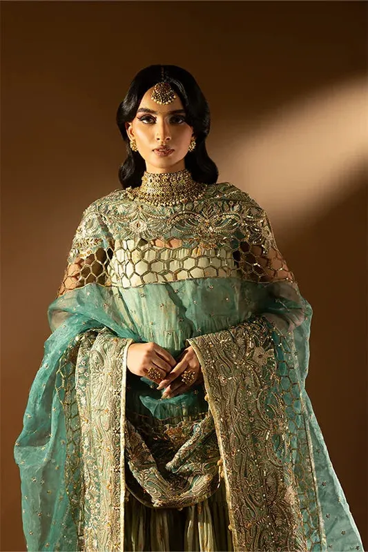 Muntaha by Shanzay Fahad Tabeer Formals Green Organza – view 1 – Poshaq