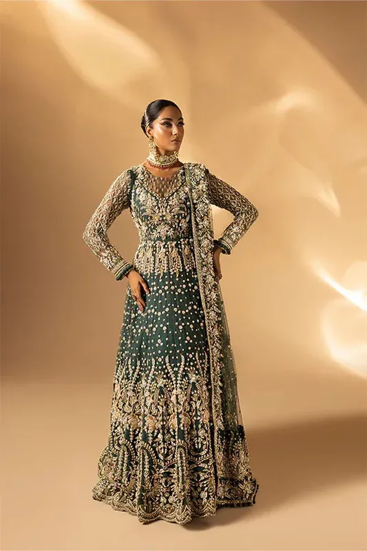 Muntaha by Shanzay Fahad Tabeer Formals Green Raw Silk – view 1 – Poshaq