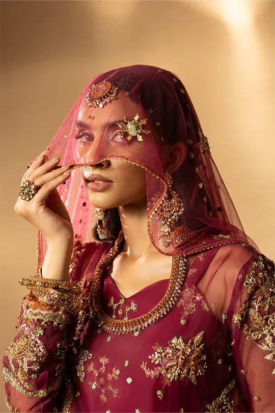 Muntaha by Shanzay Fahad Tabeer Formals Maroon Raw Silk – view 3 – Poshaq