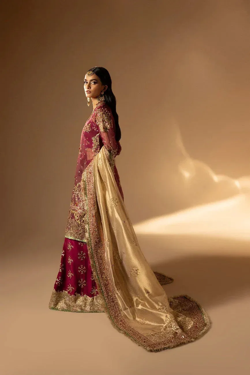 Muntaha by Shanzay Fahad Tabeer Formals Maroon Raw Silk – view 4 – Poshaq