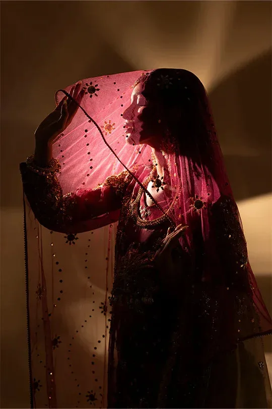 Muntaha by Shanzay Fahad Tabeer Formals Maroon Raw Silk – view 5 – Poshaq