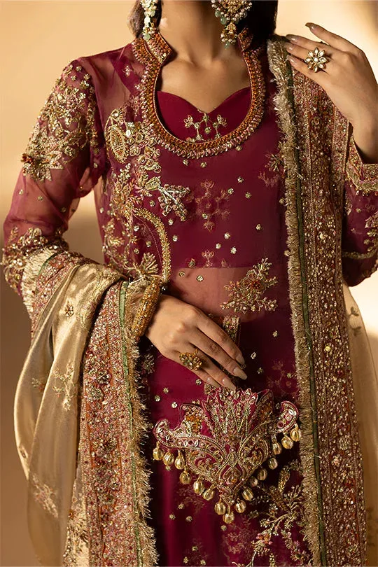 Muntaha by Shanzay Fahad Tabeer Formals Maroon Raw Silk – view 6 – Poshaq