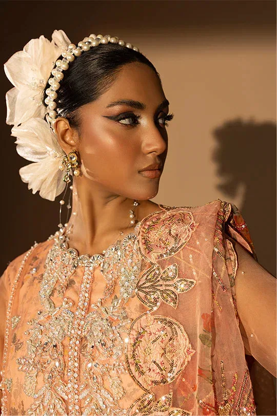 Muntaha by Shanzay Fahad Tabeer Formals Peach Raw Silk – view 4 – Poshaq