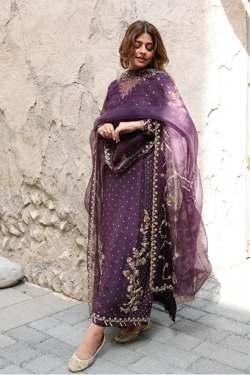 Muntaha by Shanzay Fahad Formals Purple Raw Silk – view 12 – Poshaq