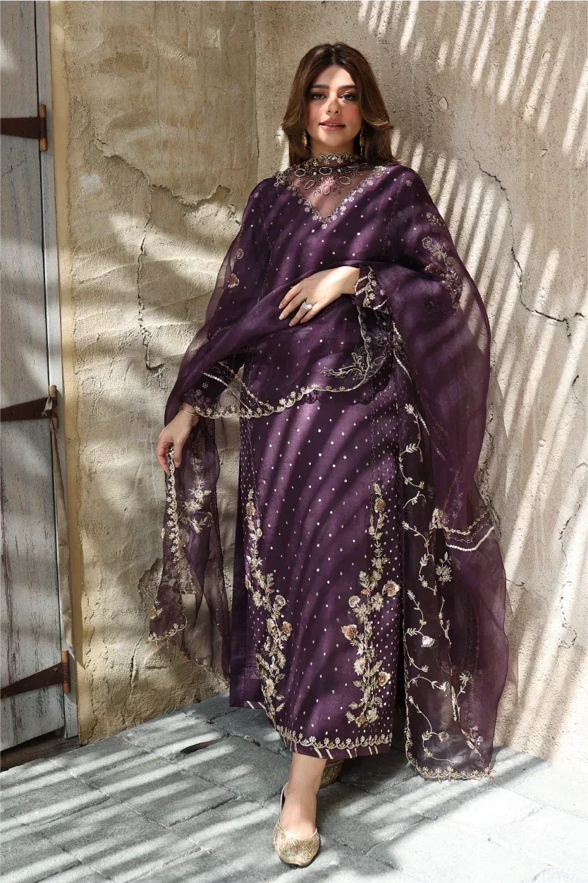 Muntaha by Shanzay Fahad Formals Purple Raw Silk – view 13 – Poshaq