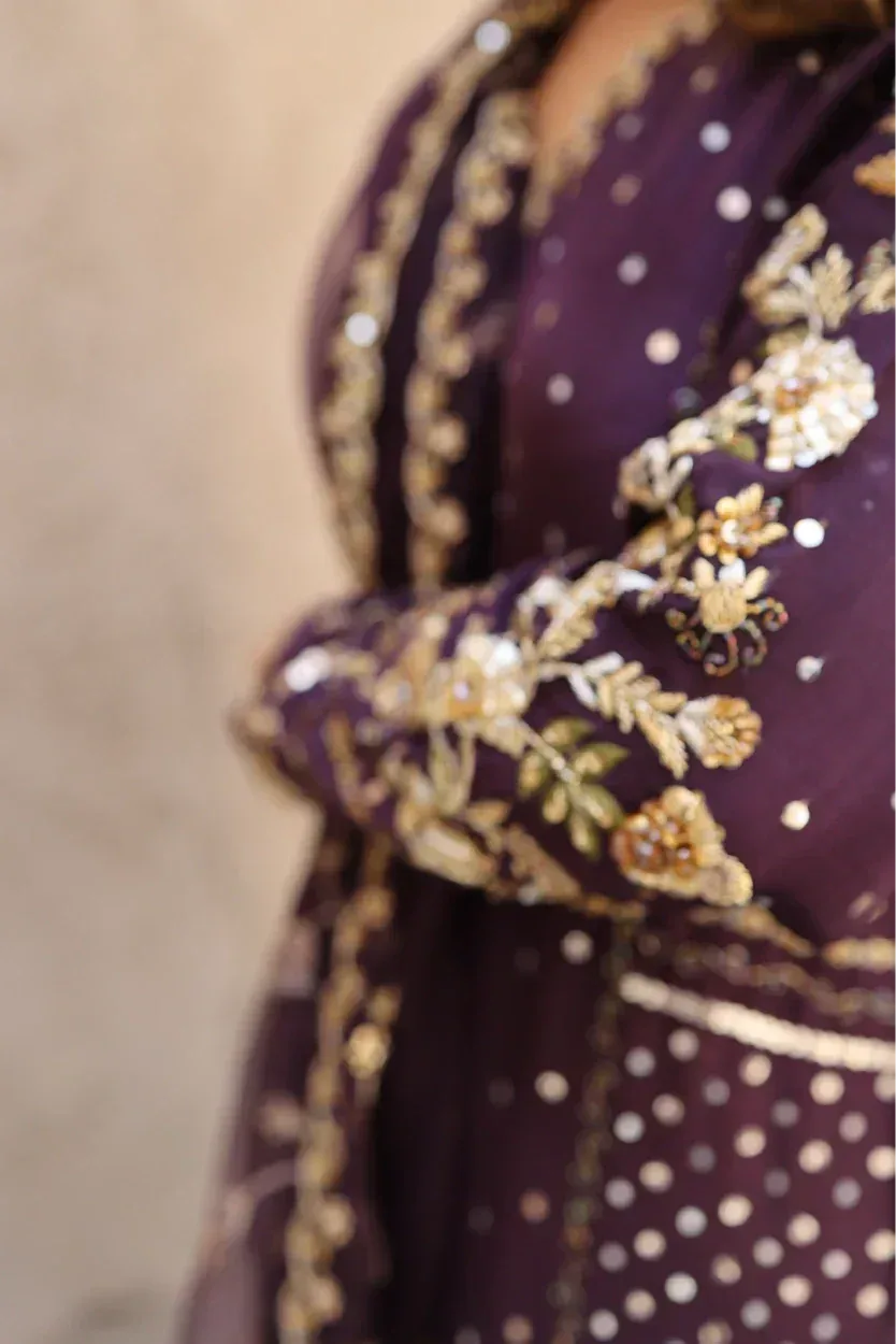 Muntaha by Shanzay Fahad Formals Purple Raw Silk – view 2 – Poshaq