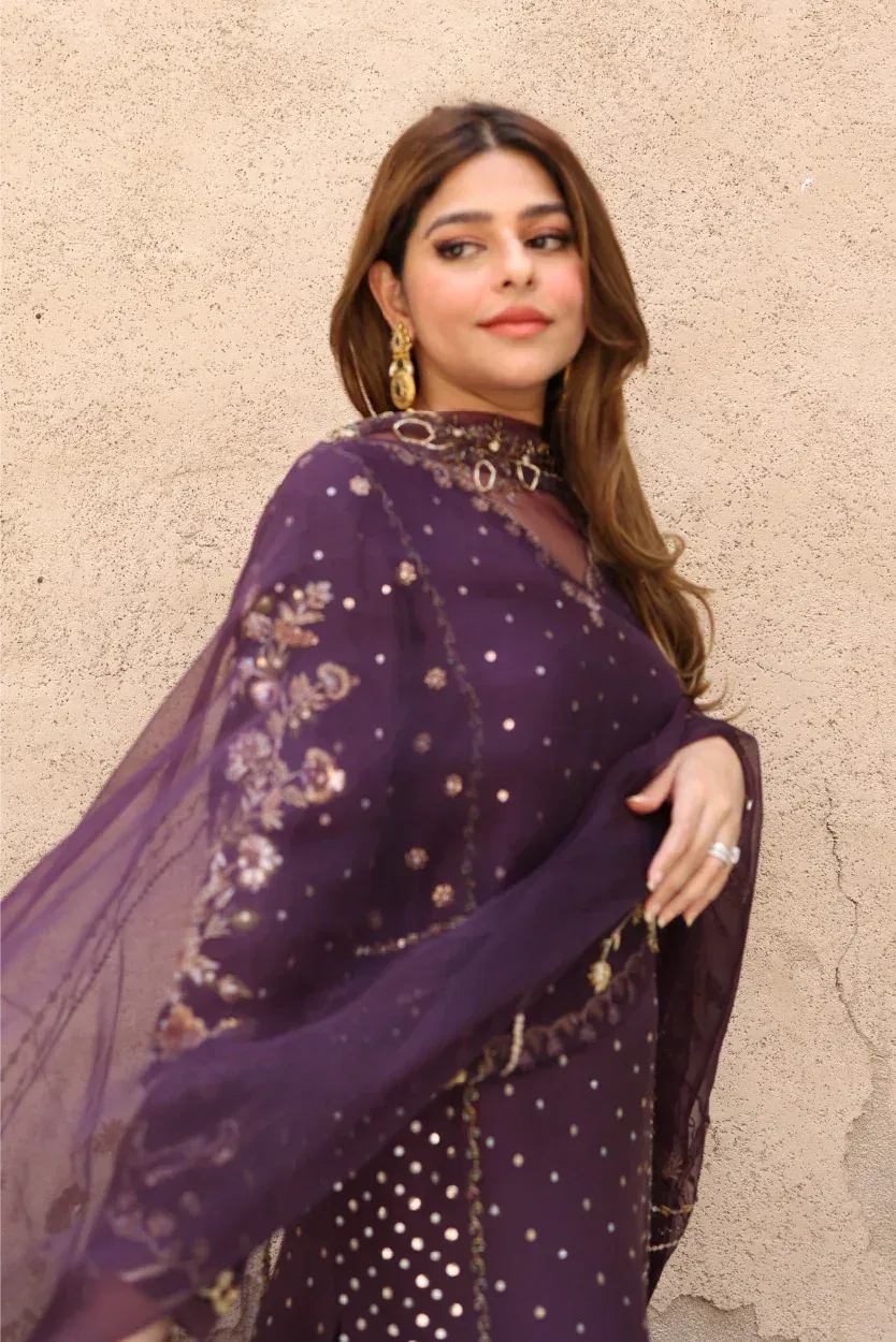 Muntaha by Shanzay Fahad Formals Purple Raw Silk – view 7 – Poshaq