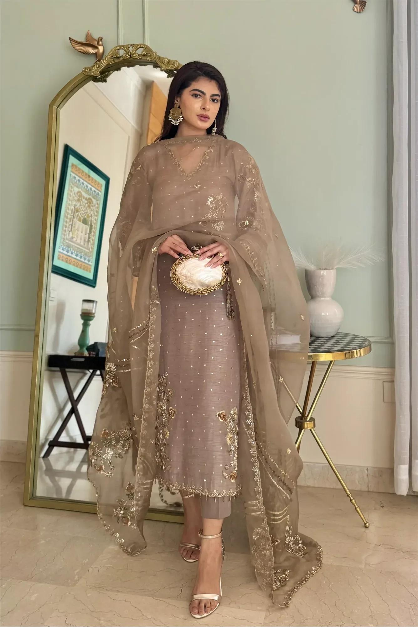 Muntaha by Shanzay Fahad Formals Beige Raw Silk – view 1 – Poshaq