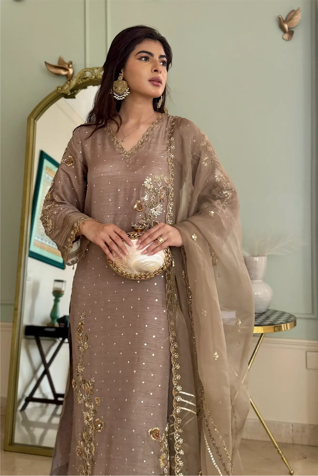 Muntaha by Shanzay Fahad Formals Beige Raw Silk – view 2 – Poshaq