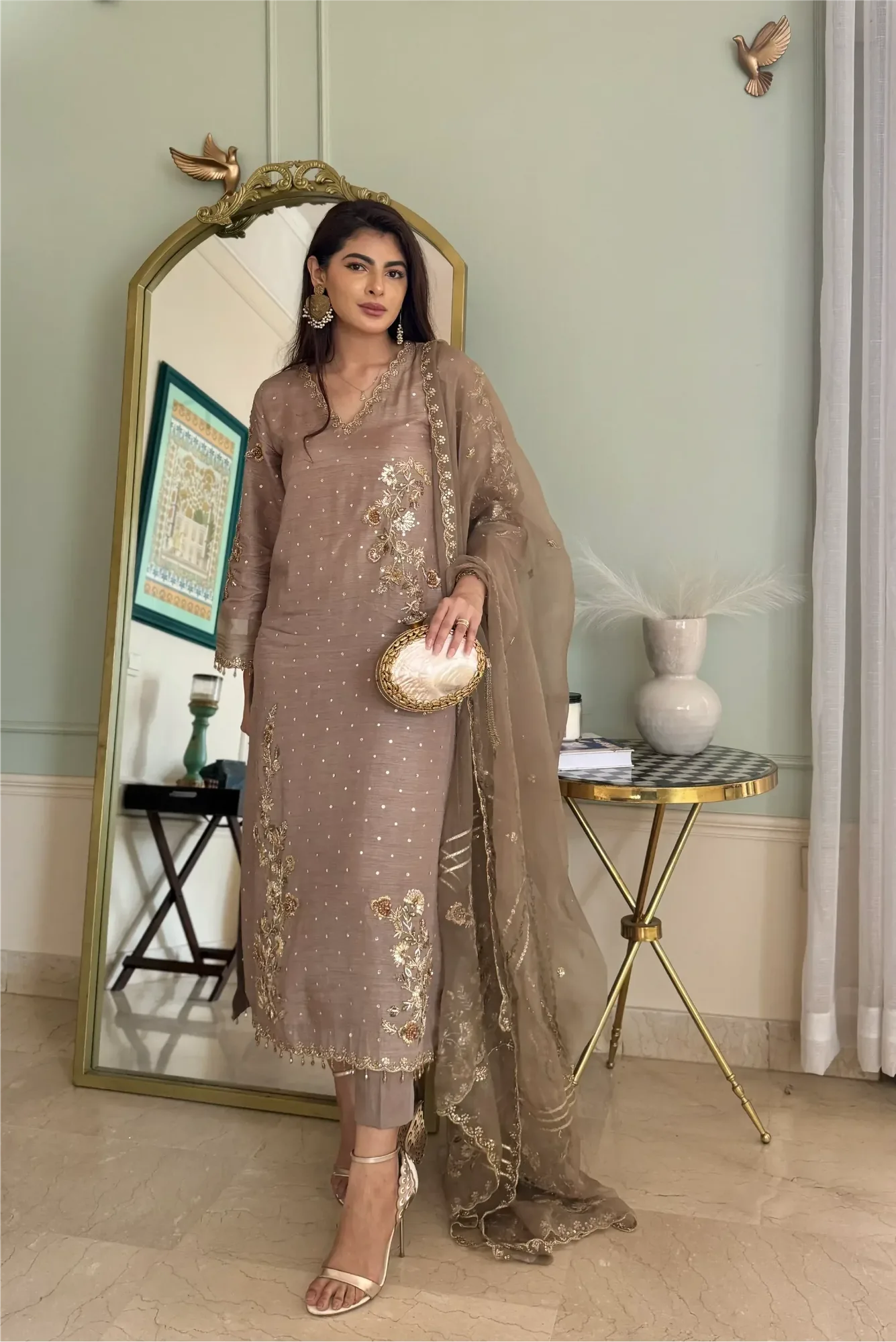 Muntaha by Shanzay Fahad Formals Beige Raw Silk – view 3 – Poshaq