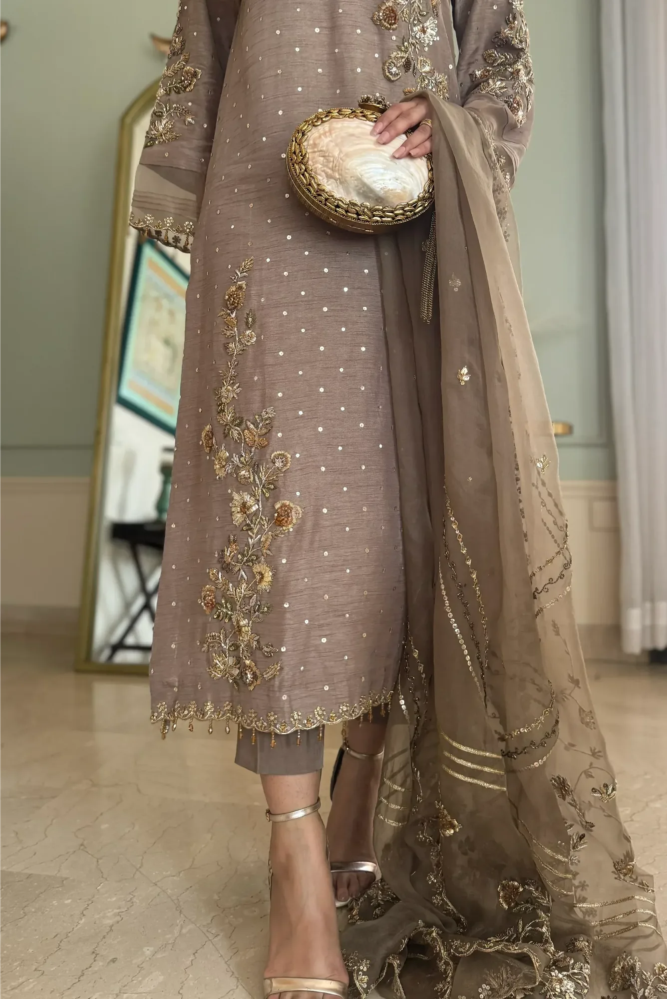 Muntaha by Shanzay Fahad Formals Beige Raw Silk – view 5 – Poshaq