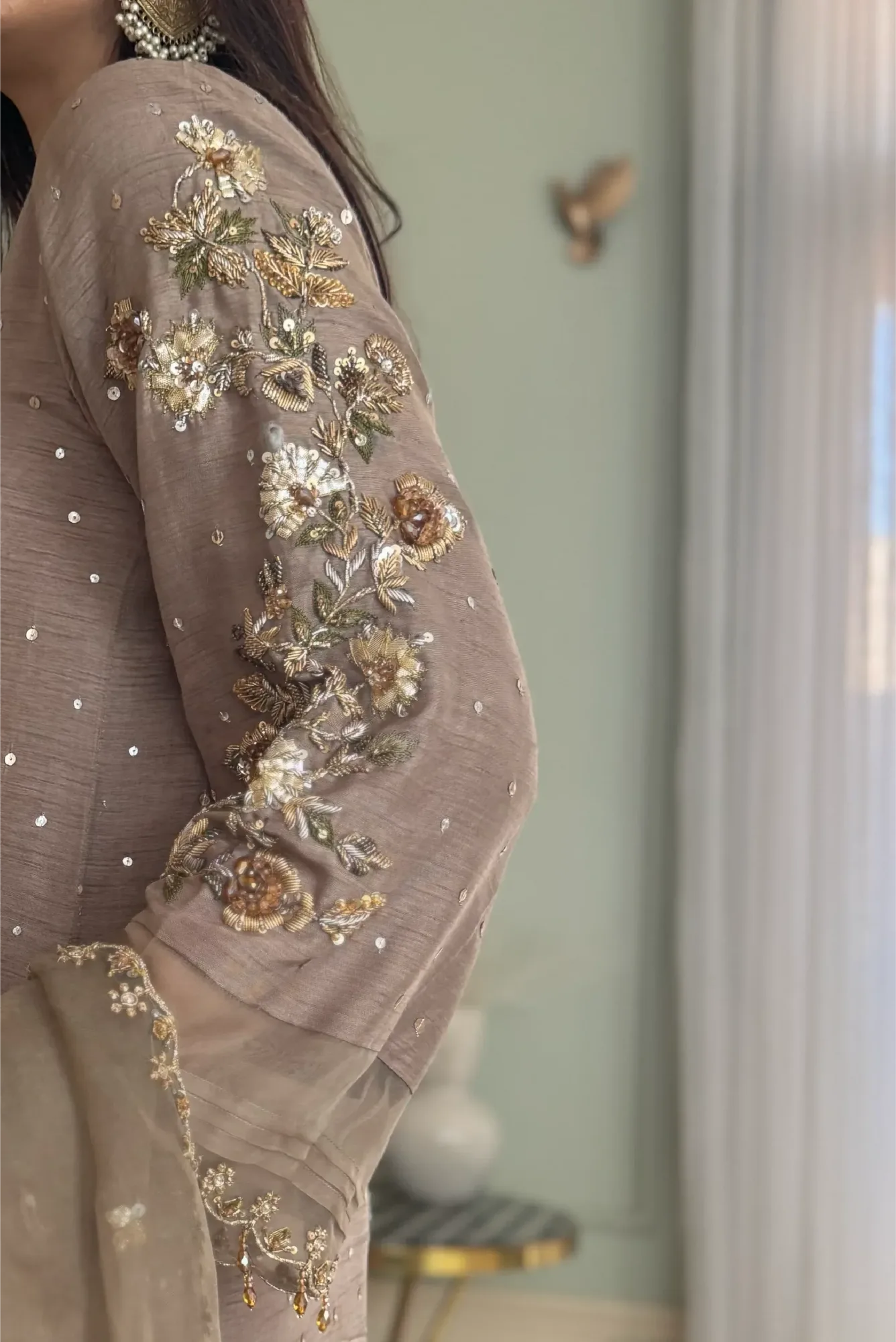Muntaha by Shanzay Fahad Formals Beige Raw Silk – view 6 – Poshaq