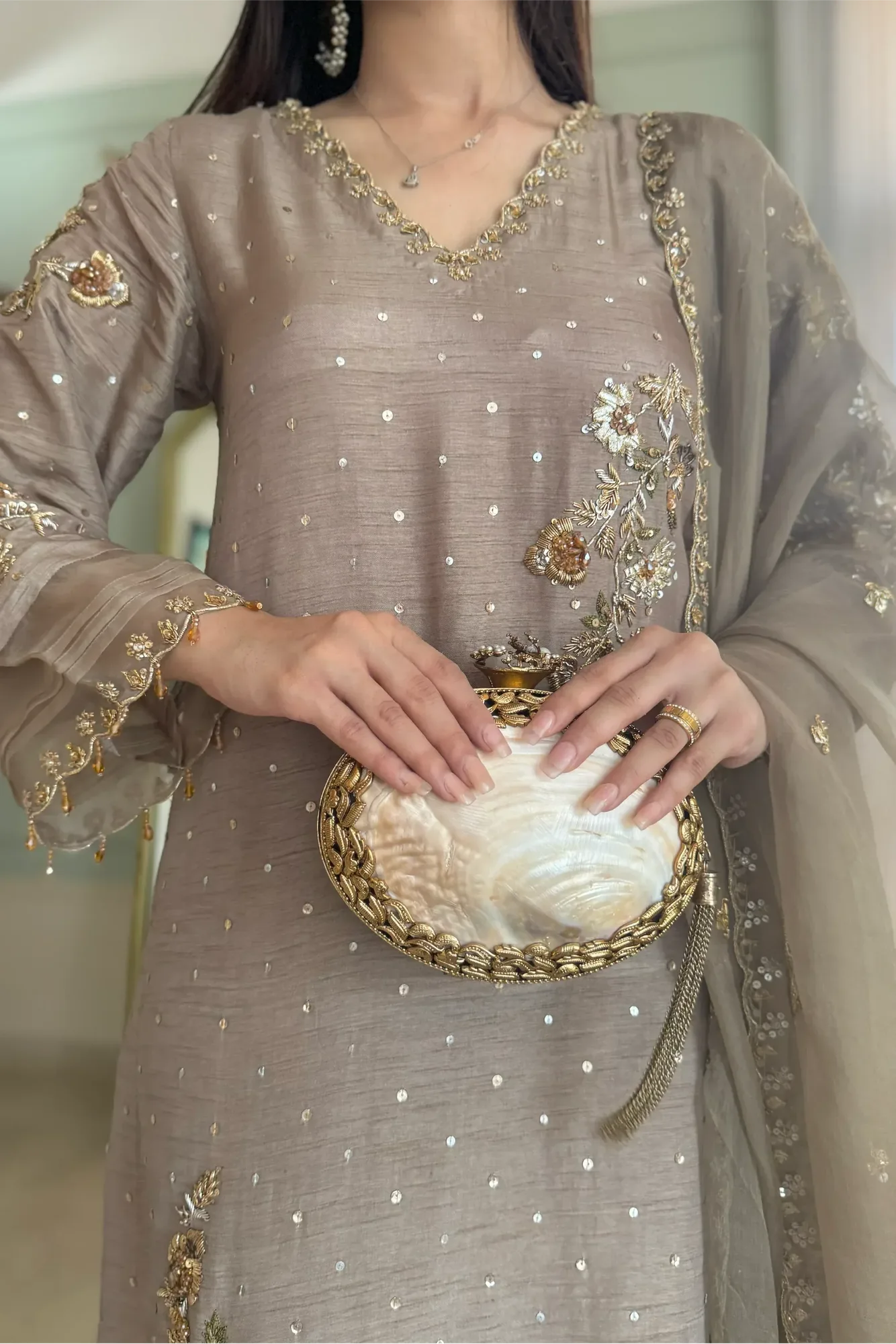 Muntaha by Shanzay Fahad Formals Beige Raw Silk – view 7 – Poshaq