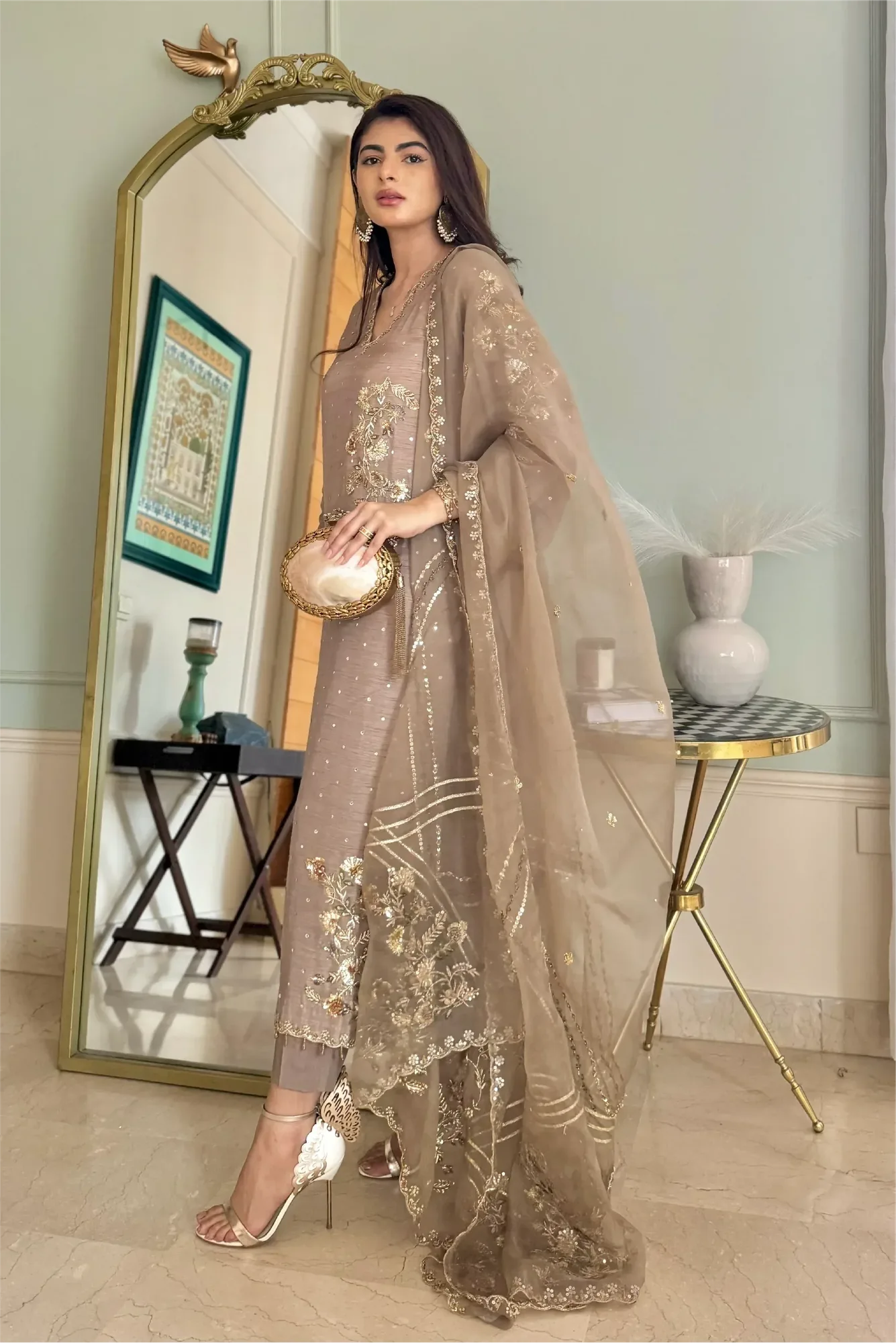 Muntaha by Shanzay Fahad Formals Beige Raw Silk – view 9 – Poshaq