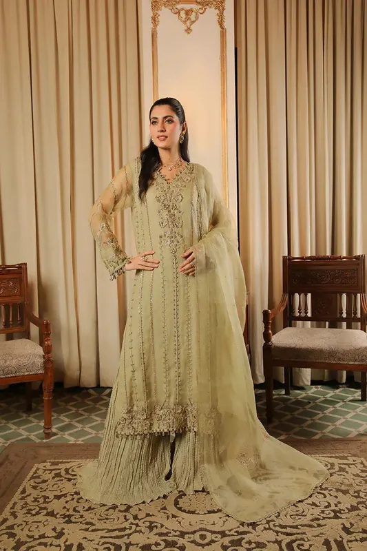 Muntaha by Shanzay Fahad Baad e Saba Green Organza – view 1 – Poshaq