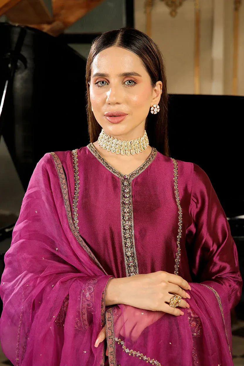 Muntaha by Shanzay Fahad Baad e Saba Purple Raw Silk – view 1 – Poshaq