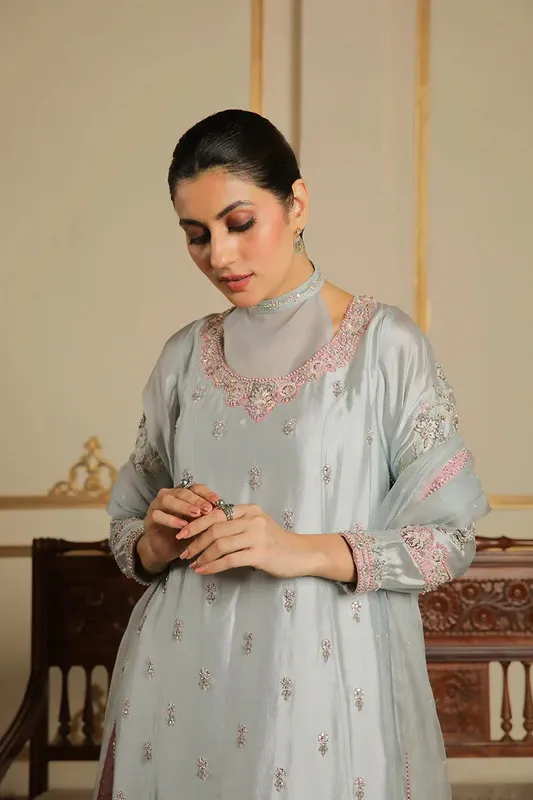 Muntaha by Shanzay Fahad Baad e Saba Pink Raw Silk – view 1 – Poshaq