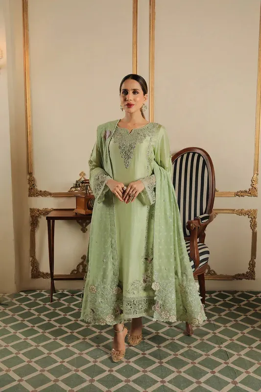 Muntaha by Shanzay Fahad Baad e Saba Raw Silk – view 1 – Poshaq